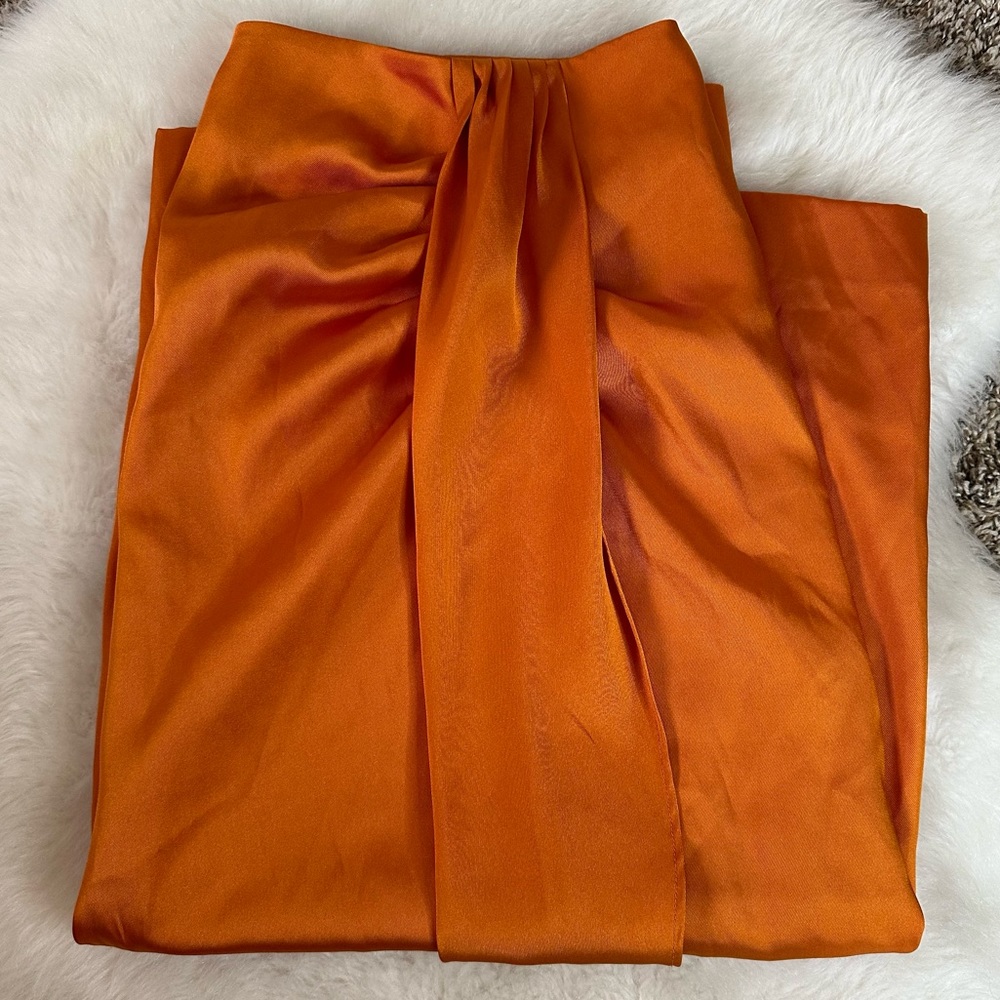 J. Crew Vibrant Orange A-Line Satin Skirt